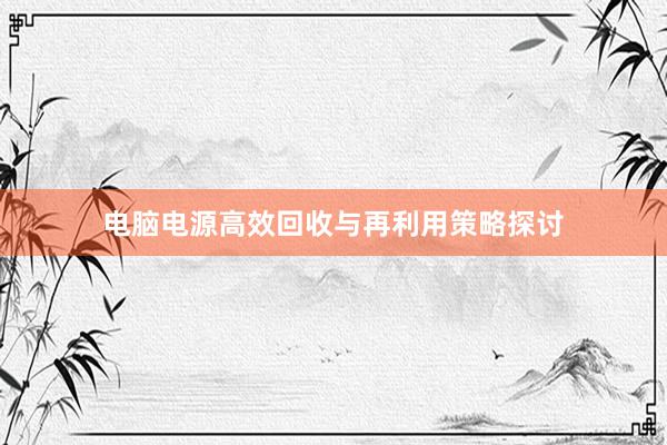 电脑电源高效回收与再利用策略探讨